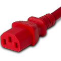 Power Cord, C14 to C13, 18/3 AWG, 10Amp, 250V SVT Red Jacket (C13 side)