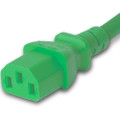 Power Cable, IEC 60320 C20 to C13, 14awg, 15AMP, 250V, Green Jacket (C13 side)