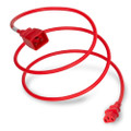 Power Cable, IEC 60320 C20 to C13, 14awg, 15AMP, 250V, Red Jacket, coiled