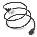 P-Lock Secure Locking Power Cord, C20 (P-Lock) to C19, 12 AWG, 20 Amp, 250V, SJT Jacket, Black (Coiled)