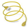 P-Lock Secure Locking Power Cord, C20 (P-Lock) to C19, 12 AWG, 20 Amp, 250V, SJT Jacket, Yellow (Coiled)