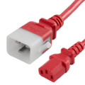 P-Lock Secure Locking Power Cord, C20 (P-Lock) to C13, 14 AWG, 15 Amp, 250V, SJT Jacket, Red