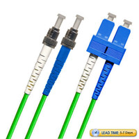 ST-SC Fiber Patch Cable, Singlemode 9/125 OS2, UPC, Duplex, green