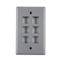 Single Gang Faceplate, Standard Style with Six Ports