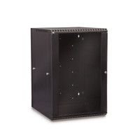 18U LINIER® Swing-Out Wall Mount Cabinet - Glass Door, front angled view