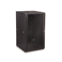 22U LINIER® Swing-Out Wall Mount Cabinet - Glass Door, angled front view