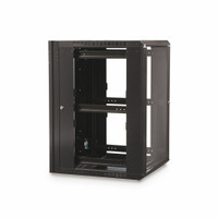 18U LINIER® Swing-Out Wall Mount Cabinet - Vented Door, angled see through view