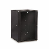 18U LINIER® Swing-Out Wall Mount Cabinet - Vented Door, angled front view
