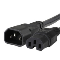 1415-G-024 - Power Cable, C14 to C15, 16/3, 13Amp, 250V, SJT Jacket, Black cord ends