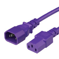1413-H-012-PUR - Power Cord, C14 to C13, 14/3 AWG, 15Amp, 250V SJT Jacket, Purple, cord ends