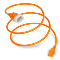 P-Lock Secure Locking Power Cord, C14 (P-Lock) to C13, 14 AWG, 15 Amp, 250V, SJT Jacket, Orange (Coiled)