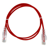 UL728-8006RD-CG - Cat6, 28AWG, Finger Boot, "Slim Jacket", Red Jacket coiled view