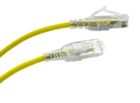UL728-8006YL-CG - Cat6, 28AWG, Finger Boot, "Slim Jacket", Yellow Jacket, cord ends