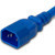1413-F-012-BLU - Power Cord, C14 to C13, 18/3 AWG, 10Amp, 250V SJT Blue Jacket (C14 side)
