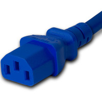 1413-F-012-BLU - Power Cord, C14 to C13, 18/3 AWG, 10Amp, 250V SJT Blue Jacket (C13 side)