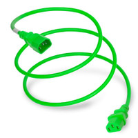 1413-F-018-GRN - Power Cord, C14 to C13, 18/3 AWG, 10Amp, 250V SJT Green Jacket, coiled cord