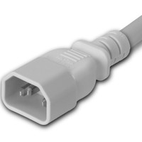 Power Cord, C14 to C13, 18/3 AWG, 10Amp, 250V SJT White Jacket (C14 side)