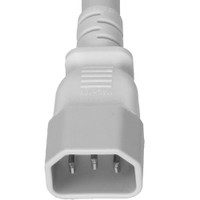 Power Cord, C14 to C13, 18/3 AWG, 10Amp, 250V SJT White Jacket (C14 end)