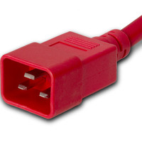 Power Cord, C20 to C15, 14/3 AWG, 15Amp, 250V SJT Red Jacket (C20 side)