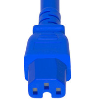 Power Cord, C20 to C15, 14/3 AWG, 15Amp, 250V SJT Blue Jacket (C15 end)