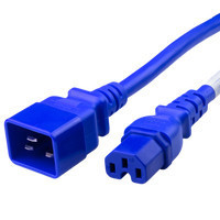 Power Cord, C20 to C15, 14/3 AWG, 15Amp, 250V SJT Blue Jacket (both ends)