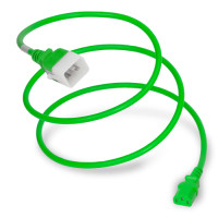 P-Lock Secure Locking Power Cord, C20 (P-Lock) to C13, 14 AWG, 15 Amp, 250V, SJT Jacket, Green (Coiled)