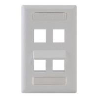 Angled Faceplate, 1-Gang, 4-Port, Front