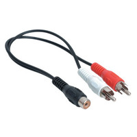 Quest Technology VCA-7020 Adapter Cable, 6'' Dual RCA (M) to RCA (F), Black
