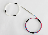 1x2 FBT (Fused Biconical Taper) Fiber Optic Splitter, 850/1300, 50/50 Split, Type F Package, 900um Buffer, OM1 Glass, w/ LC/UPC connectors, White Input to Yellow Output, 12 Inch Input and Output