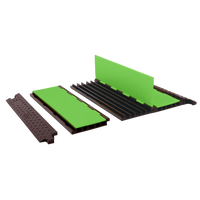Center Section for 5-Channel Yellow Jacket® Heavy-Duty Cable Protector AMS® System, SafeRay™ Hi-Viz Green Lid/Black Base