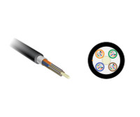 12 Fiber, Singlemode Bend Tolerant, Gel Free, Loose Tube Outside Plant (OSP), PE Black Jacket, cross-section view