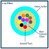 M50MD12CGNPA - 12 Fiber, OM3, Indoor, Micro Distribution, Plenum, 3.0mm OD, Aqua Jacket, (price per foot), inside cable cross section