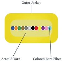 S09RB12CZNPY - 12 Fiber, SM, Indoor, Ribbon, Plenum, 2.4mm x 4.8mm OD, Corning® SMF-28® Ultra, cross section view in yellow