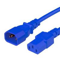 1413-SVT-xxx-BLU - Power Cord, C14 to C13, 18/3 AWG, 10Amp, 250V SVT Jacket, Blue, cord end view