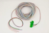 Pigtail, Singlemode, LC/APC, 900um Tight Buffer, TIA 12 Color with Clear Spiral Wrap, 12 PACK, 50 Foot