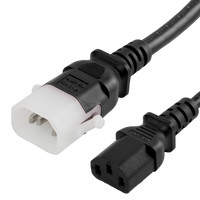 P-Lock Secure Locking Power Cord, C14 to C13, 18 AWG, 10Amp, 250V, SVT Jacket, Black