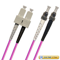 791415OM3D001MR3-PK - TAA Compliant Fiber Patch Cable, ST-SC Fiber Patch Cable, Multimode 50/125 10 Gig OM3, PC, Duplex, pink
