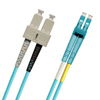 791518OM3D001MR1- SC-LC Fiber Patch Cable, Multimode 50/125 10 Gig OM3, Duplex, aqua