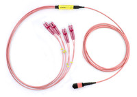 VFHP-008P4IV001M-N2R- - 8-Fiber MTP/MPO to LC Fiber Optic Fanout Cable, Multimode OM4, Plenum