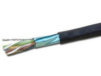 6AOUTGSHDRB - Cat6A Shielded FTP w/Gel, 10GIG, 23/4PR, Direct Burial, UV Rated, cut away of end