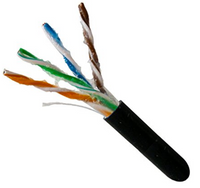 Cat5E Gel-Filled Direct Burial Cable, UTP, PE Ratedm 24AWG/4PR, 350MHz, 1000' Wood Reel, Black - Image 1