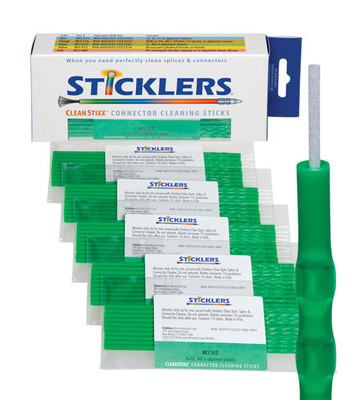 Cleaning stick for 1.25mm ferrules (LC, MU, etc.) in alignment sleeves. 50 stixx per box, 6 boxes per case, 300 stixx per case.