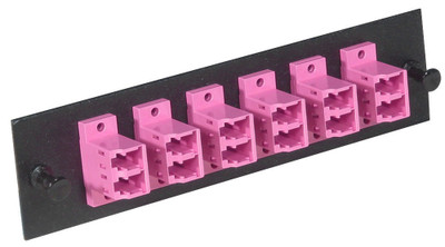 Fiber Optic Adapter Panel, 12-Fiber, LC Duplex, Zirconium Insert, Multimode OM4, Erika Violet