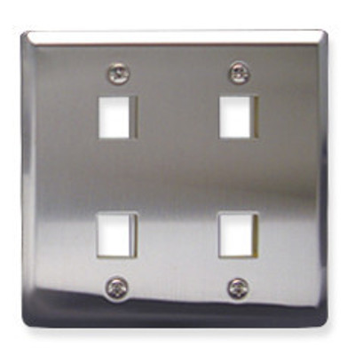 IC107DF4SS - Stainless Steel Faceplate, 2-Gang, 4-Port