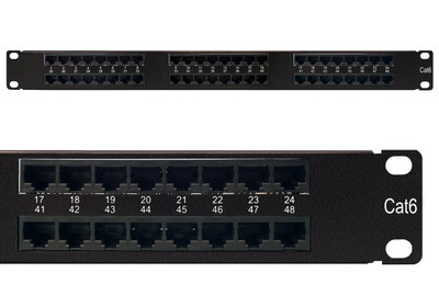 Patch Panel, Cat6, 48 Port, RJ45 to 4PR 110, 1 RMS, Ultra-High-Density