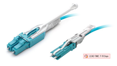 Fiber Patch Cable, CS-LC, UPC, Multimode 50/125 Micron OM3 Fiber, Senko CS 54mm, Pull Tab, 2.0mm MicroDual OFNR Rated - Image 1 Fiber Patch Cable, CS-LC, UPC, Multimode 50/125 Micron OM3 Fiber, Senko CS 54mm, Pull Tab, 2.0mm MicroDual OFNR Rated - Image 1