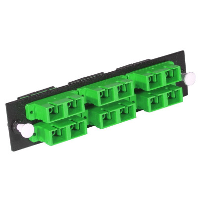 LGX - Adapter Panel, Fiber Optic, 12-Fiber, SC Duplex, Zirconium Insert, Singlemode APC, Green