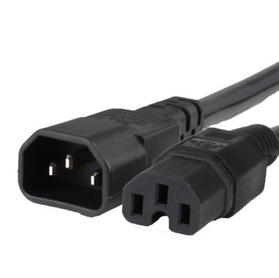 Power Cable, C14 to C15, 16/3, 13Amp, 250V, SJT Jacket, Black