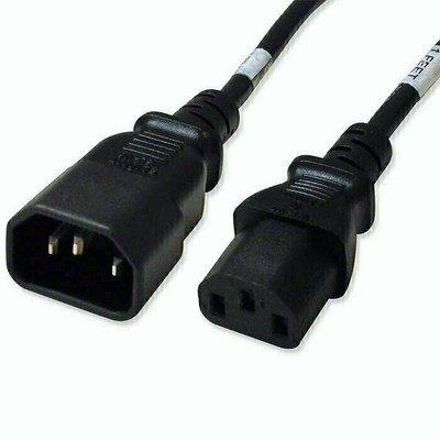 Power Cord, C14 to C13, 16/3 AWG, 13Amp, 250V SJT Jacket, Black, 5 Foot