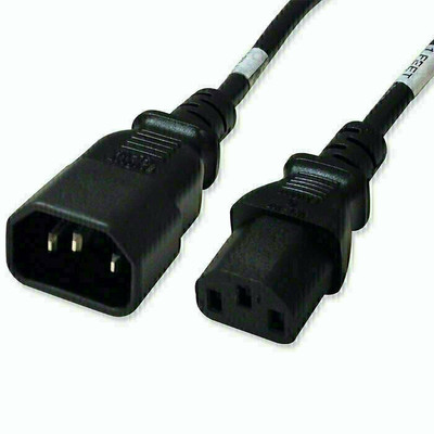 Power Cord, C14 to C13, 16/3 AWG, 13Amp, 250V SJT Jacket, Black, 10 Foot